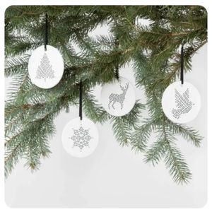 Hearth & Hand Magnolia porcelain Christmas Holiday Ornament 4pk rustic farmhouse